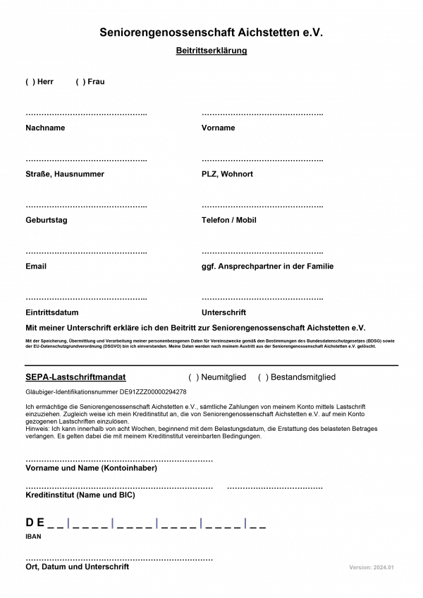 Beitrittserklärung